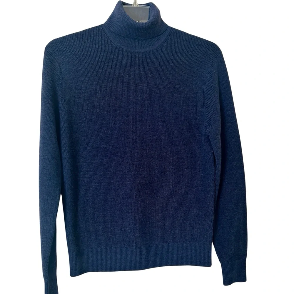 Todd Snyder Sweater Italian Merino Wool Retro Turtle Neck Navy Blue Men's Medium